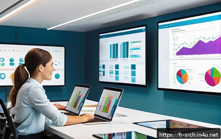 인터넷정보검색 실기 시험에서 요구되는 데이터 분류 기술 - A professional office workspace showing a diverse team collaborating around a large digital touchscr...