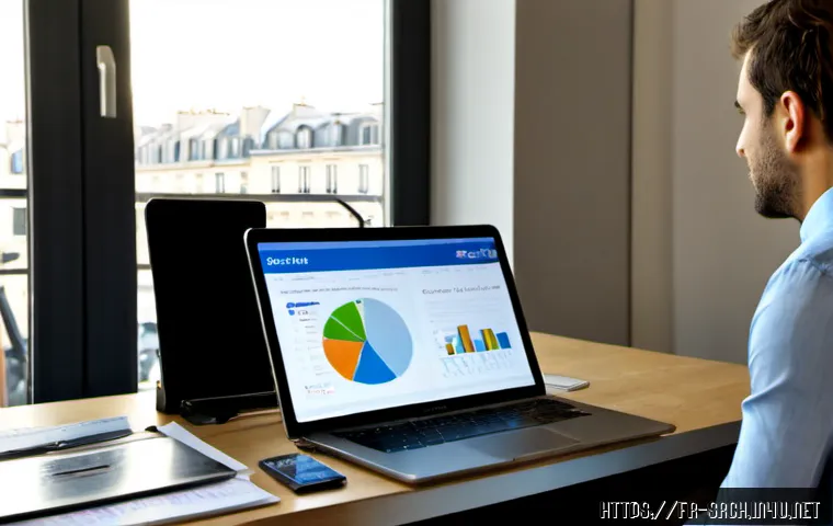 Home 17 인터넷정보검색 실무와 관련된 자동화 검색 도구 사례 - Photorealistic modern Paris office workspace showing an automated web research workflow, a French pr...
